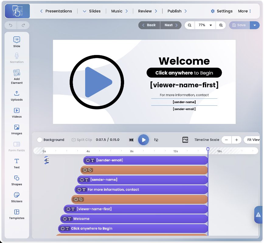 The myiDecide Builder in Chrome, with the Extension's side panel opening on the right